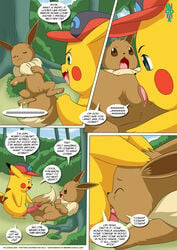 ashchu eevee fellatio female fur furry_ears furry_tail licking lying male nintendo oral oral_sex penis pikachu pokemon pokemon_(species) pussy sex straight tail tongue vaginal_penetration