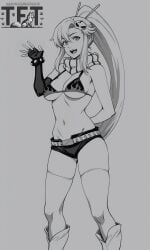 1girls ai_generated black_and_white greyscale monochrome tengen_toppa_gurren_lagann touchfluffytails yoko_littner