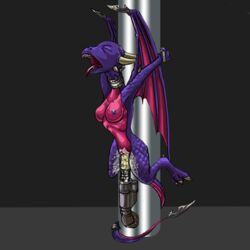 1girls animated bottomless bound breasts color cynder dragon exposed_breasts female female_only machine mouth nipples nude oniontrain open_mouth purple_nipples pussy rape sex_machine solo spyro_the_dragon tail topless vulva