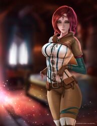 breasts fit green_eyes illasvyel red_hair the_witcher the_witcher_(series) triss_merigold