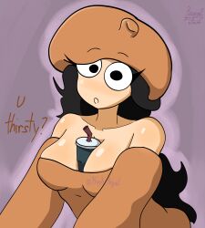 big_breasts black_hair breasts cute dialogue female female_focus female_only kkmate mushroom_toppin pizza_tower self_upload tagme toppin_gals toppin_gals_minus8