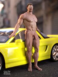 3d 3d_(artwork) 3d_model alone bara bara_ass bara_tits batou cityscape cybernetic_limbs cybernetic_penis flaccid flaccid_cock flaccid_penis ghost_in_the_shell investigator japanese light-skinned_male light_skin male_focus male_only muscular muscular_male prosthetic_eyes saltyrenders soldier solo solo_focus solo_male white_eyes white_hair