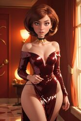 1girls ai_generated ass big_ass big_thighs bottom_heavy brown_hair choker cleavage collar curvaceous curvy disney dress elastigirl female female_focus helen_parr hips hourglass_figure huge_ass large_ass mature mature_female milf mommy pixar pixar_mom red_dress shiny_dress short_hair slim_waist tagme the_incredibles thick thick_ass thick_legs thick_thighs wide_hips wide_thighs