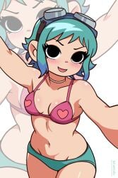 1girls black_eyes blue_hair blush dark_blue_hair female goggles goggles_on_head heart kiramochi panties ramona_flowers scott_pilgrim selfie short_hair solo solo_female two_tone_hair underwear