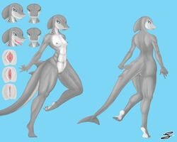 1girls abs anthro aqua blue_eyes breasts character_sheet female fins fish hindpaw marine muscles paws plain_background sentientsocks shark solo western_art wide_hips