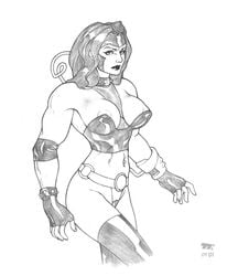 1girls bane batman_(series) big_breasts breasts dc dc_comics female female_only monochrome muscles muscular muscular_female solo tube turk128