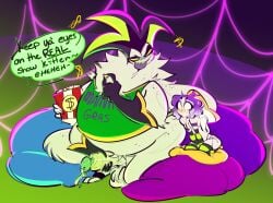 bileshroom chubby demon fanart green_penis helluva_boss mammon_(helluva_boss) nsfwshroom ocxcanon petite purple_hair runt_(masochistfox) size_difference small_breasts staring_at_penis white_skin