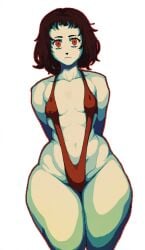 1girls ai_generated bottom_heavy brown_hair huge_hips huge_thighs looking_at_viewer milk_chan milk_outside_a_bag_of_milk_outside_a_bag_of_milk red_eyes