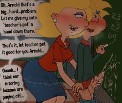 69 arnold_shortman blush cum ejaculation erect_penis erection hey_arnold! miss_felter nickelodeon open_mouth paramount_pictures penis penis_grab semen speech_bubble student_and_teacher teacher teacher_outfit testicles