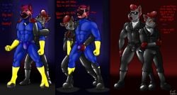 assimilation bound drone encasement eyewear furious~foxy generation_3_pokemon greaser hi_res hypnosis justin_(gp) latex male male_only mightyena mind_control nintendo pokemon pokemon_(species) sunglasses superhero transformation