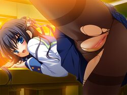 blue_eyes clover_point game_cg meteor_(company) panties pantyhose skirt uncensored uniform yuyi