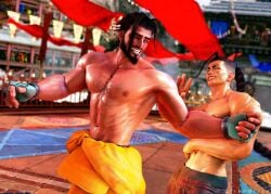 2boys 2humans 2males 3d 3d_(artwork) 3d_model black_hair bromance bros_being_bros capcom friendly friends hairy hairy_chest jamie_siu male/male male_focus oirandrive rashid shirtless shirtless_(male) shirtless_male street_fighter street_fighter_6 wholesome