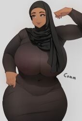 curvy_female hijab huge_breasts mmmmmkun muslim nipples_visible_through_clothing posing thick_ass thick_thighs voluptuous_female