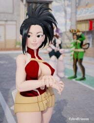 3d big_breasts blender boku_no_hero_academia cybrokrimson momo_yaoyorozu my_hero_academia tsuyu_asui uraraka_ochako