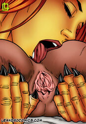 2girls anal anilingus anus ass closed_eyes female female_only leandro_comics marvel multiple_girls oral pussy rahne_sinclair rimming spreading tigra wolfsbane_(x-men) x-factor x-men yuri