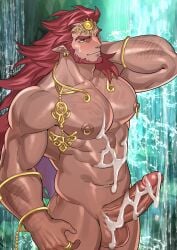 after_orgasm balls bara beard boner cum erection facial_hair ganondorf gerudo kienbiu male male_only muscles muscular nintendo nude penis red_hair rehydrated_ganondorf solo solo_male the_legend_of_zelda