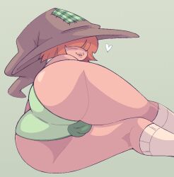 1boy ass big_ass bulge color doodle femboy glassesfetish heart kneehighs laying_on_side lips looking_at_viewer oc orange_hair panties panty_bulge russet_(glassesfetish) witch_hat worklunchbox