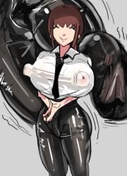 cccppp3333 chainsaw_man female jpeg latex makima_(chainsaw_man) office_clothing office_lady standing vibrator