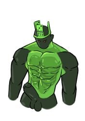 1x1x1x1 black_body gay green_body male male_only muscular muscular_male penis red_eyes roblox roblox_avatar roblox_myth