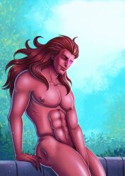 1boy grottvarelse magnus_the_red muscular_male nude_male primarch red_hair red_skin solo_male thousand_sons warhammer_(franchise) warhammer_40k