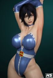 1girls 3d big_breasts black_hair blue_eyes breasts female female_only fumitan_admoss glasses gundam gundam_tekketsu_no_orphans hagiwara_studio high_resolution highres solo tagme