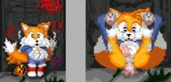 anthro avaa_velvet bodily_fluids canid canine cum cum_in_ass cum_inside digital_media_(artwork) duo fox genital_fluids genitals male male/male male_only mammal penis pixel_(artwork) sega sonic_(series) sonic_the_hedgehog_(series) tails tails_the_fox the_shen worried