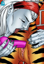 2girls dildo female female_only greer_nelson hepzibah_(x-men) leandro_comics marvel multiple_girls sex starjammers tigra x-men yuri