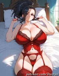 1girls aged_up ai_generated big_ass big_breasts dusty_ai female female_only huge_ass huge_breasts light-skinned_female lingerie lingerie_only momo_yaoyorozu my_hero_academia smile smiling smiling_at_viewer