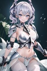 absurd_res ai_generated armor big_breasts dress female female_focus heels labrynth_of_the_silver_castle leotard lingerie lovely_labrynth_of_the_silver_castle rcos solo solo_female solo_focus yu-gi-oh!