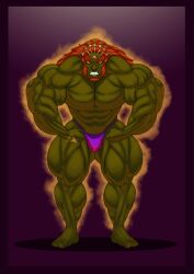 balls bara beard bulge facial_hair flaccid flexing ganondorf ganondorf_(hyrule_warriors) gerudo green_body green_skin hyrule_warriors male male_only muscle_growth muscles muscular nintendo penis red_hair solo solo_male the_legend_of_zelda thedarkdjin thong