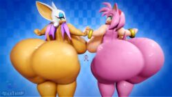 3d 3d_animation amy_rose animated anthro areola bat erect_nipples female hedgehog huge_ass huge_breasts male nipples nude rouge_the_bat sonic_(series) sonic_the_hedgehog sound tagme trio twerk twerking video vulkyasha