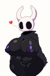 big_breasts black_body breasts bropizzaxd female female_the_knight_(hollow_knight) heart hollow_knight hyper_breasts nipples protagonist_(hollow_knight) simple_background white_background