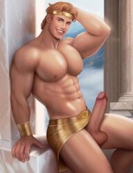 abs biceps black_hair black_hair_bottom boner demigod disney domination drawnpr0n erect_penis erection gay hard_on hercules_(character) hercules_(disney) light_hair_on_dark_hair male male_only muscles muscular muscular_male pecs penis_out red_hair red_hair_on_black_hair red_hair_top smooth_skin thick_thighs veiny_penis yaoi