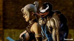 1girls 3d 3d_(artwork) big_breasts black_cat_(insomniac) black_cat_(marvel) felicia_hardy female marvel marvel_comics ponytail spider-man_(series) tagme toonleak venom venom_(marvel) white_hair