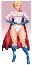 1boy abs ambush_(trap) boots bulge cape cleavage_cutout curvy curvy_body curvy_figure curvy_male dc dc_comics femboy gay genderswap_(ftm) high_heel_boots high_heels kara_zor-l karen_starr leotard male male_focus male_only muscles muscular muscular_femboy muscular_male pectoral_cleavage pectorals power_girl rule_63 solo suiren_ciao superhero superhero_costume tagme thick_thighs trap wide_hips