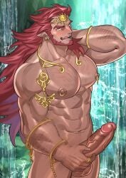 balls bara beard boner erection facial_hair ganondorf gerudo kienbiu male male_only masturbation muscles muscular nintendo nude penis red_hair rehydrated_ganondorf solo solo_male the_legend_of_zelda