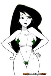 1girls big_breasts bikini bikini_bottom bikini_top bottomwear breasts cleavage disney disney_channel female female_only green_bikini green_eyes green_hair hair hands_on_hips hips kim_possible large_breasts lips long_hair micro_bikini propossibleart shego skimpy skimpy_bikini solo solo_female swimwear thick_thighs thighs topwear white_body white_skin