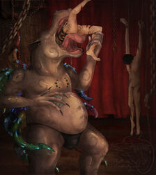 blood bound chains death eating flaccid hippo loincloth male male_death overweight penis tentacle themirth torture vore