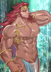 balls bara beard bulge facial_hair flaccid ganondorf gerudo kienbiu male male_only muscles muscular nintendo penis red_hair rehydrated_ganondorf solo solo_male the_legend_of_zelda