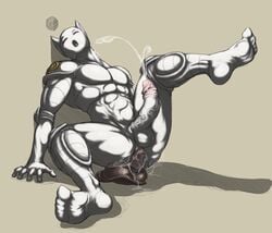 1boy abs anus armor ass bulge color cum diamond_is_unbreakable dildo erection feline fydbac hindpaw jojo's_bizarre_adventure killer_queen large_penis male male_only muscles muscular no_nipples orgasm pads paws penis sex_toy size_difference sketch solo stand_(jjba) standing stiff testicles text uncut veins veiny_penis yellowpower