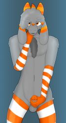 alternate_version_at_source anthro armwear balls body_hair bovid caprine chest_hair clothing elbow_gloves floppy_ears fur genitals glans gloves goat grey_body grey_fur gusta gusta_(gusta) hair handwear hi_res horn legwear male mammal masturbation mostly_nude orange_armwear orange_clothing orange_elbow_gloves orange_eyes orange_glans orange_gloves orange_handwear orange_horn orange_legwear orange_stripes orange_thigh_highs pattern_armwear pattern_clothing pattern_elbow_gloves pattern_gloves pattern_handwear pattern_legwear pattern_thigh_highs penile penile_masturbation penis solo striped_armwear striped_clothing striped_elbow_gloves striped_gloves striped_handwear striped_legwear striped_thigh_highs stripes thigh_highs