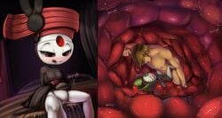 blush clothing female human inside inside_view internal male meloetta nintendo pirouette_form pokemon sex side-by-side stomach swallowed_whole theboogie vorafillia vore