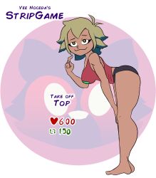 ass ass_focus cute dark-skinned_female dark_skin disney evil_raccoon feet innocent short_hair solo solo_female strip_game the_owl_house thick_thighs underwear vee_(the_owl_house) vee_(the_owl_house)_(human)