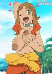 1girls artist_request breasts female fit fit_female nipples nude nude_female orla_(pokemon) pokemon pokemon_(anime) pokemon_horizons red_hair tagme tan_body tan_skin two_tone_hair