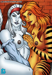 2girls female female_only greer_nelson hepzibah_(x-men) imminent_sex leandro_comics marvel multiple_girls starjammers tigra x-men yuri