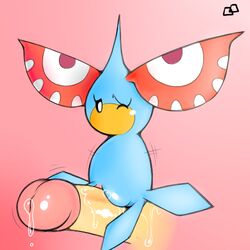 1boy 1boy1girl 1girls blush cute exed_eyes female human male masquerain one_closed_eyes plump_labia pokemon pokemon_rse pokephilia precum pussy pussy_juice sex size_difference source_request straight wet_pussy