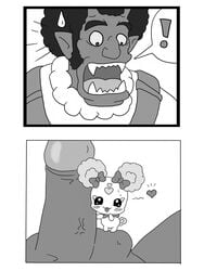 akaoni balls blush bow candy_(smile_precure) comic fairy fangs happy happy_sex horns huge_cock love monochrome mycrunchycookie open_mouth penis pretty_cure red_oni size_difference smile_precure straight sweatdrop