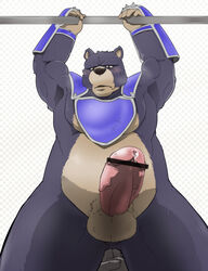 anal anal_sex armor balls bear censored fingering fur gladiator_beast_andal looking_at_viewer male male_only penetration penis precum solo unknown_artist yu-gi-oh!