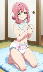 100_kanojo 1girls ai_generated bib big_breasts diaper female female green_eyes hanazono_hakari kimi_no_koto_ga_dai_dai_dai_dai_daisuki_na_100-nin_no_kanojo pink_hair solo solo_female teenage_girl the_100_girlfriends_who_really_really_really_really_really_love_you