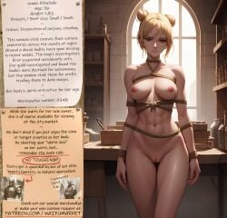 ai_generated anime blonde_hair bondage bounty_hunters brown_eyes edited fantasy female fictional market milf muscular naked nude photoshop roleplay ropes skinny slave slavegirl slavery small_ass small_boobs small_booty small_breasts small_butt small_tits waifu waifumarket